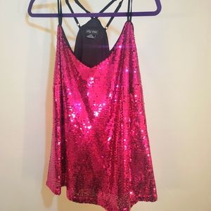 City Chic Pink Sequin Glimmer Top